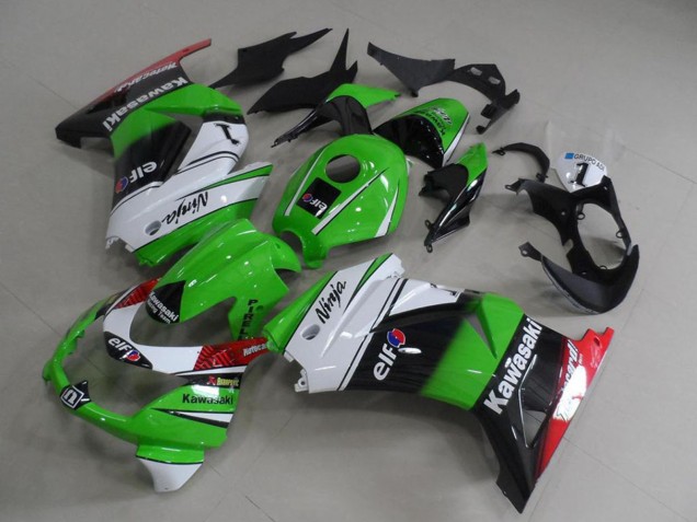 Lojas Carenagens Moto Kawasaki ZX250R 2008-2012 - Branco Verde Preto Vermelho Elf