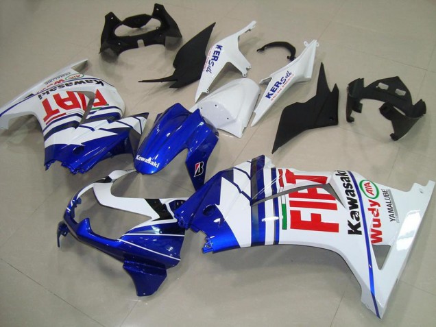 Lojas Carenagens Moto Kawasaki ZX250R 2008-2012 - Branco Azul Vermelho Fiat