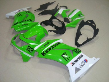 Lojas Carenagens Moto Kawasaki ZX250R 2008-2012 - Branco Verde Preto Monstro 88