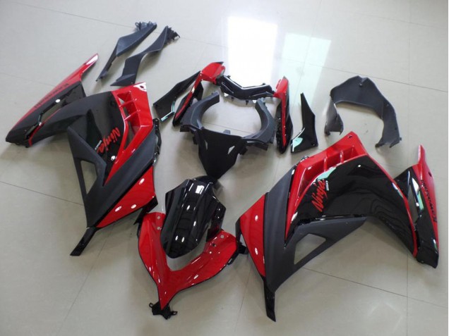 Lojas Carenagens Moto Kawasaki ZX300R 2013-2018 - Vermelho Preto Brilhante Preto Fosco