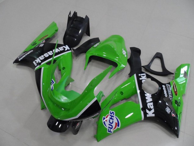 Lojas Carenagens Moto Kawasaki ZX6R 2003-2004 - Verde Branco Preto Fuchs