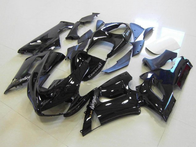 Lojas Carenagens Moto Kawasaki ZX6R 2005-2006 - Preto Brilhante Prata Decalques