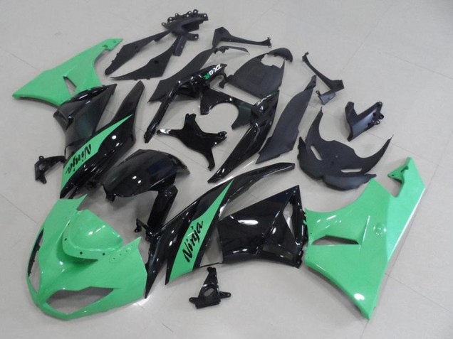 Lojas Carenagens Moto Kawasaki ZX6R 2009-2012 - Verde Claro Preto Brilhante