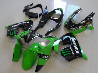 Lojas Carenagens Moto Kawasaki ZX9R 2000-2001 - Preto Brilhante Verde Monstro