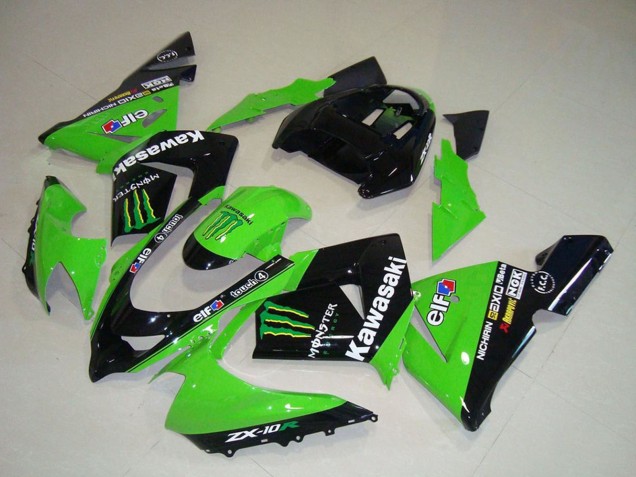 Lojas Carenagens Moto Kawasaki ZX10R 2004-2005 - Verde Preto Monstro Elf