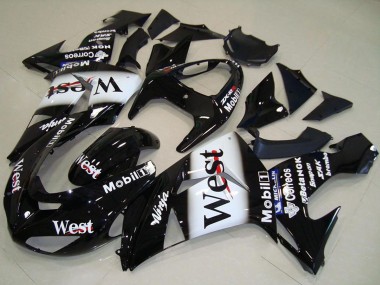 Lojas Carenagem Moto Kawasaki ZX10R 2006-2007 - Preto Brilhante Branco West