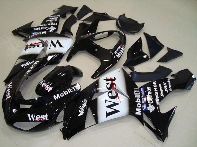 Lojas Carenagem Moto Kawasaki ZX10R 2006-2007 - Preto Brilhante Branco West
