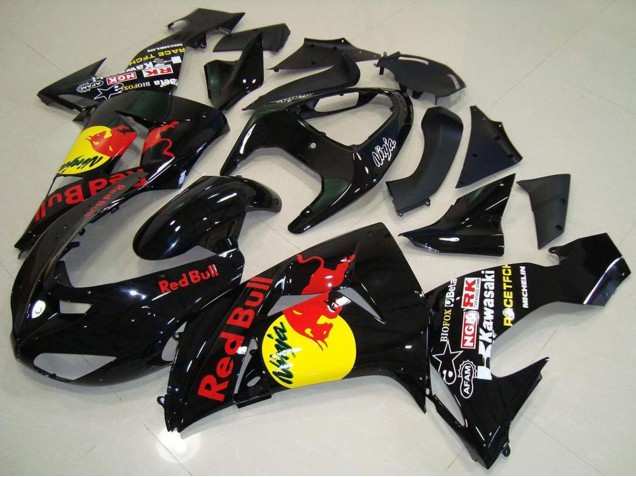 Lojas Carenagens Moto Kawasaki ZX10R 2006-2007 - Preto Brilhante Amarelo Red Bull