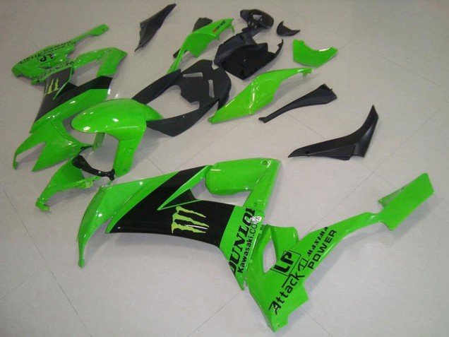 Lojas Carenagens Moto Kawasaki ZX10R 2008-2010 - Verde Preto Monstro Dunlop