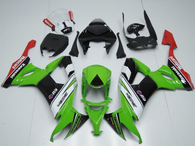 Lojas Carenagens Moto Kawasaki ZX10R 2008-2010 - Verde Branco Preto Vermelho Elf Motorrad