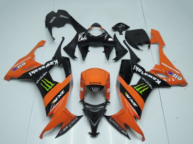 Lojas Carenagens Moto Kawasaki ZX10R 2008-2010 - Laranja Preto Verde Monstro