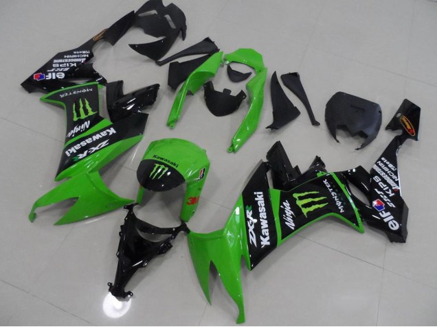Lojas Carenagens Moto Kawasaki ZX10R 2008-2010 - Verde Preto Brilhante Monstro