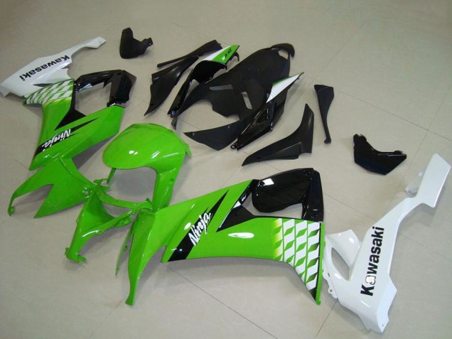Lojas Carenagens Moto Kawasaki ZX10R 2008-2010 - Branco Verde Preto Brilhante