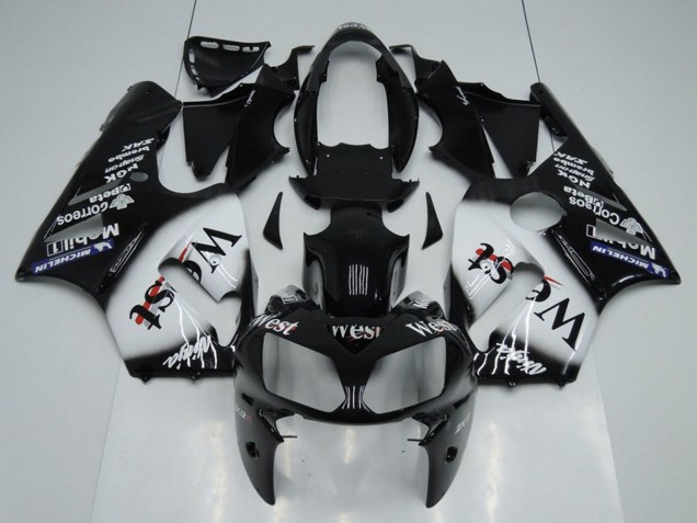 Lojas Carenagens Moto Kawasaki ZX12R 2002-2006 - Preto Brilhante Branco West