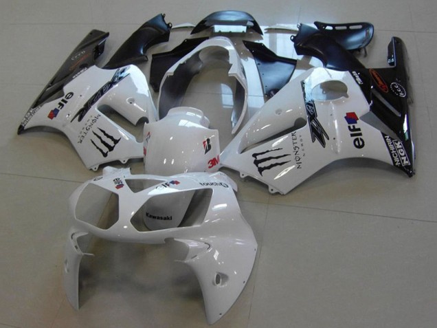 Lojas Carenagens Moto Kawasaki ZX12R 2002-2006 - Branco Preto Brilhante Monstro