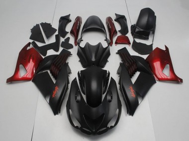 Lojas Carenagens Moto Kawasaki ZX14R ZZR1400 2006-2011 - Preto Fosco Vermelho Ninja