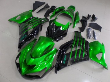 Lojas Carenagens Moto Kawasaki ZX14R ZZR1400 2012-2024 - Verde Preto Brilhante
