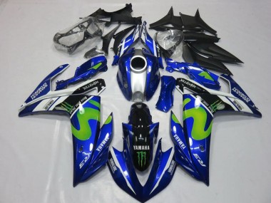 Lojas Carenagens Moto Yamaha YZF R3 2015-2018 - Azul Branco Preto Verde MoviStar Monstro