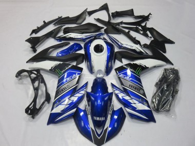 Lojas Carenagens Moto Yamaha YZF R3 2015-2018 - Azul Branco Preto Verde Monstro