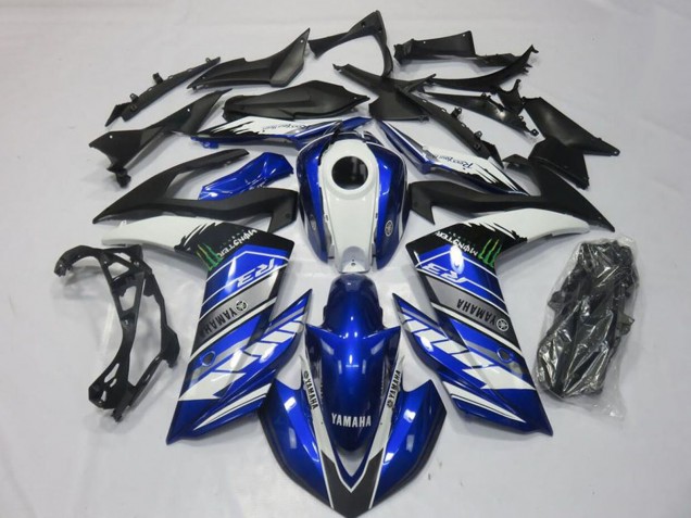 Lojas Carenagens Moto Yamaha YZF R3 2015-2018 - Azul Branco Preto Verde Monstro
