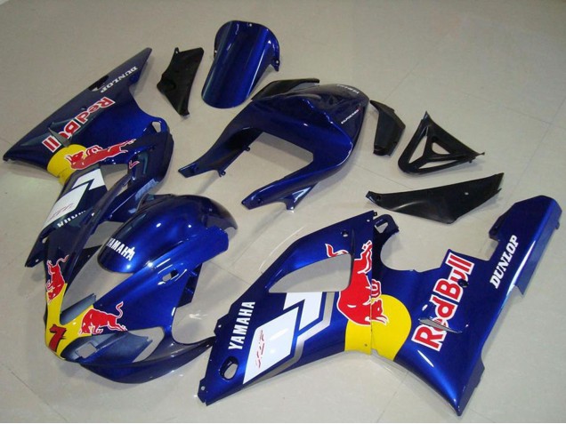 Lojas Carenagens Moto Yamaha YZF R1 2000-2001 - Azul Branco Amarelo Red Bull