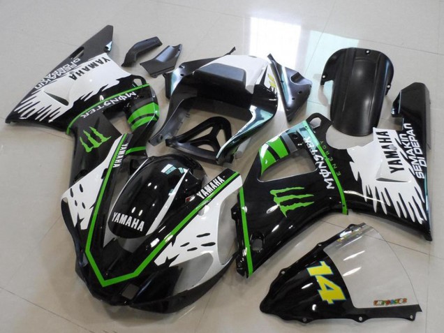 Lojas Carenagens Moto Yamaha YZF R1 2000-2001 - Preto Brilhante Branco Verde Monstro