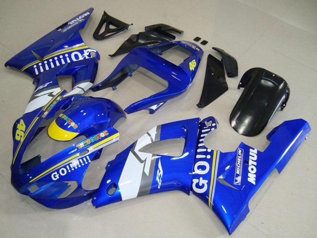 Lojas Carenagens Moto Yamaha YZF R1 2000-2001 - Azul Branco Amarelo Motul 46