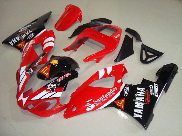 Lojas Carenagens Moto Yamaha YZF R1 2000-2001 - Vermelho Branco Preto Brilhante Santander