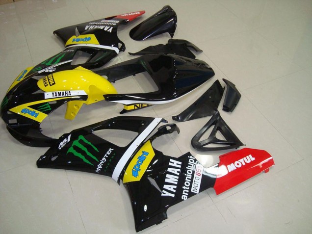 Lojas Carenagens Moto Yamaha YZF R1 2000-2001 - Preto Brilhante Amarelo Branco Vermelho Monstro Motul