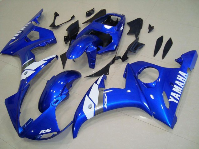 Lojas Carenagens Moto Yamaha YZF R6 2003-2004 - Azul Branco OEM Estilo