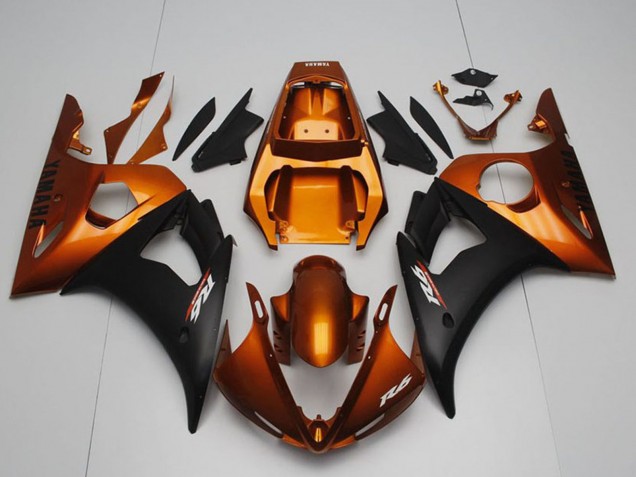 Lojas Carenagens Moto Yamaha YZF R6 2003-2004 - Laranja Preto Fosco