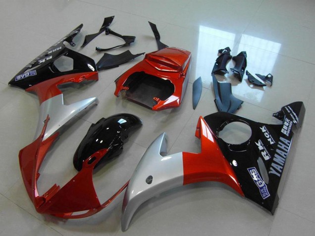 Lojas Carenagens Moto Yamaha YZF R6 2003-2004 - Vermelho Prata Preto Brilhante