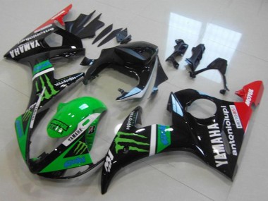 Lojas Carenagens Moto Yamaha YZF R6 2003-2004 - Preto Brilhante Vermelho Verde Monstro Motul
