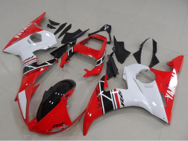 Lojas Kits Carenagem Moto Yamaha YZF R6 2003-2004 - Branco Vermelho Preto Brilhante