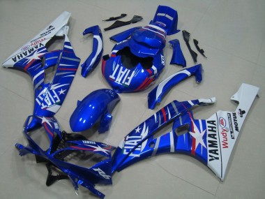 Lojas Carenagens Moto Yamaha YZF R6 2006-2007 - Branco Azul Fiat Motul Michelin