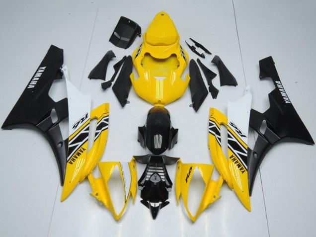 Lojas Carenagens Moto Yamaha YZF R6 2006-2007 - Amarelo Branco Preto OEM Estilo