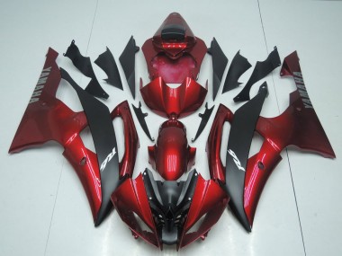 Lojas Carenagem Moto Yamaha YZF R6 2008-2016 - Vermelho Preto Fosco
