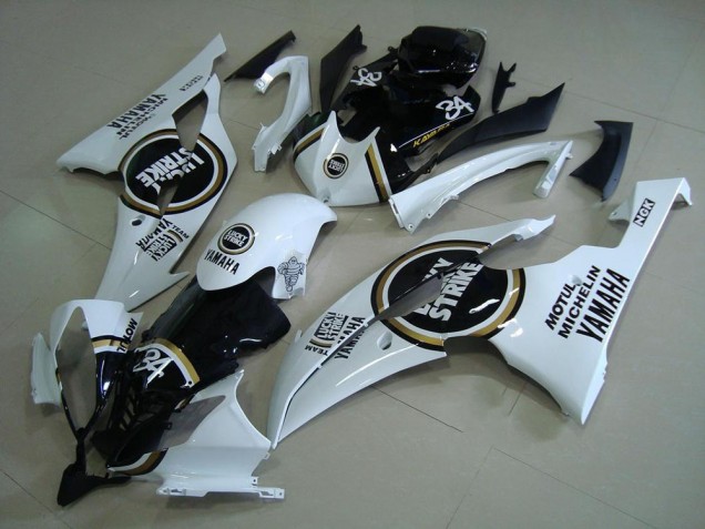 Lojas Carenagens Moto Yamaha YZF R6 2008-2016 - Branco Preto Brilhante Lucky Strike Motul Michelin 34