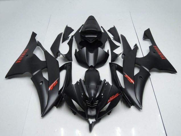 Lojas Carenagens Moto Yamaha YZF R6 2008-2016 - Preto Fosco Vermelho Decalques