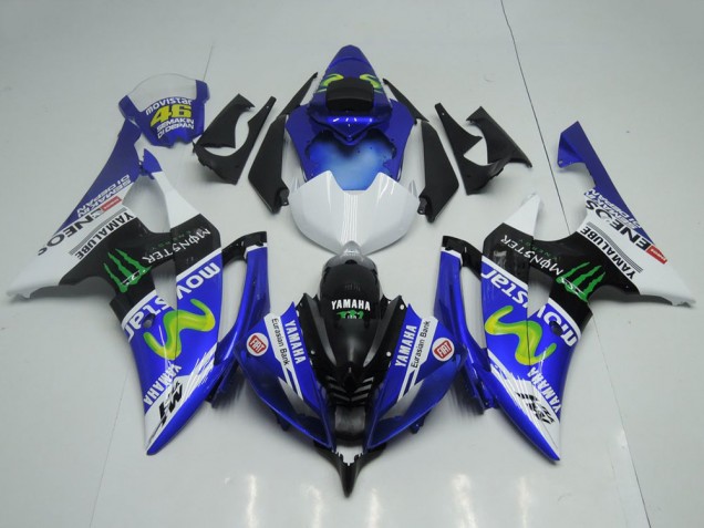 Lojas Carenagens Moto Yamaha YZF R6 2008-2016 - Azul Branco Preto Brilhante Verde Monstro MoviStar Yamalube ENEOS