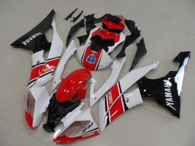 Lojas Carenagem Moto Yamaha YZF R6 2008-2016 - Branco Vermelho Preto Brilhante