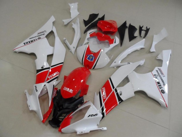 Lojas Carenagens Moto Yamaha YZF R6 2008-2016 - Branco Vermelho Preto Listra OEM Estilo