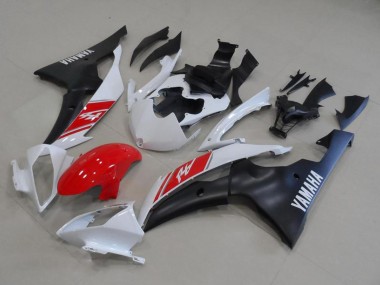 Lojas Kits Carenagem Moto Yamaha YZF R6 2008-2016 - Branco Vermelho Preto Fosco
