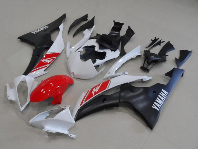 Lojas Kits Carenagem Moto Yamaha YZF R6 2008-2016 - Branco Vermelho Preto Fosco