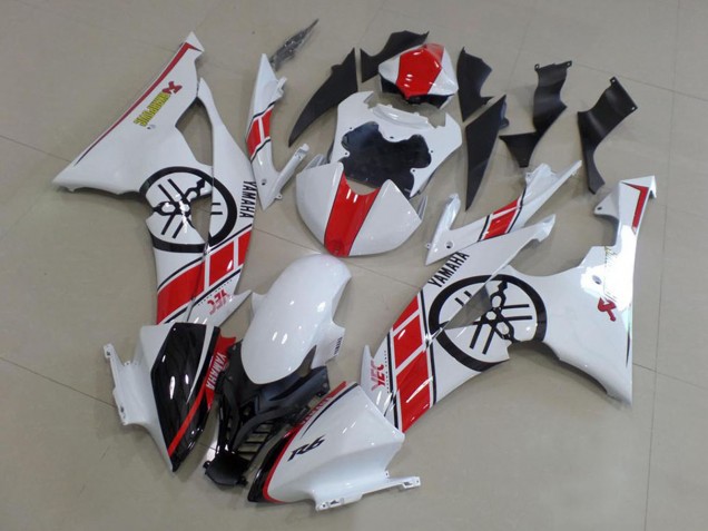 Lojas Kit Carenagens Moto Yamaha YZF R6 2008-2016 - Branco Vermelho Preto Brilhante