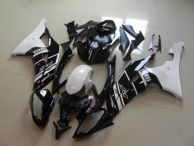 Lojas Carenagem Moto Yamaha YZF R6 2008-2016 - Branco Preto Brilhante