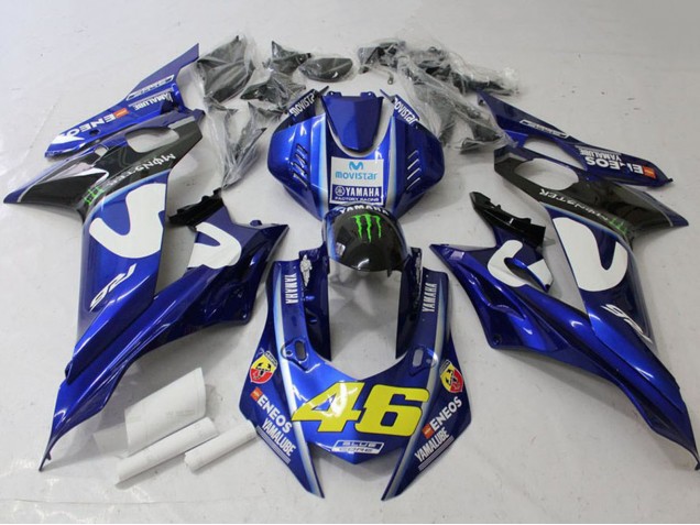Lojas Carenagens Moto Yamaha YZF R6 2017-2023 - Branco Azul Verde Monstro MoviStar