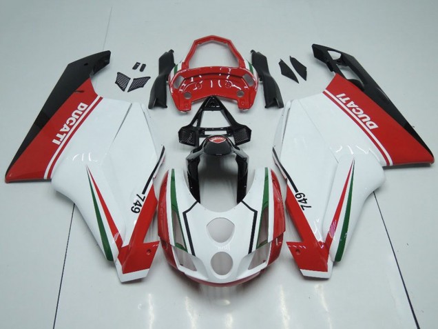 Lojas Carenagens Moto Ducati 749 2003-2004 - Branco Vermelho Verde Preto Brilhante