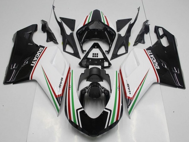 Lojas Kits Carenagem Moto Ducati 848 2007-2014 - Branco Vermelho Verde Preto Brilhante