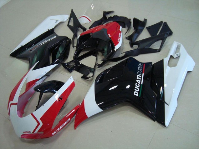 Lojas Carenagens Moto Ducati 1098 2007-2014 - Branco Vermelho Preto Brilhante Corse